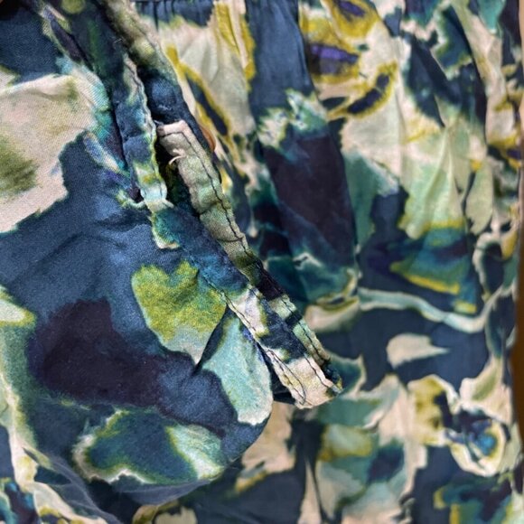 New water floral boho puff sleeves aqua Rayon blouse St. John’s Bay - Picture 13 of 14